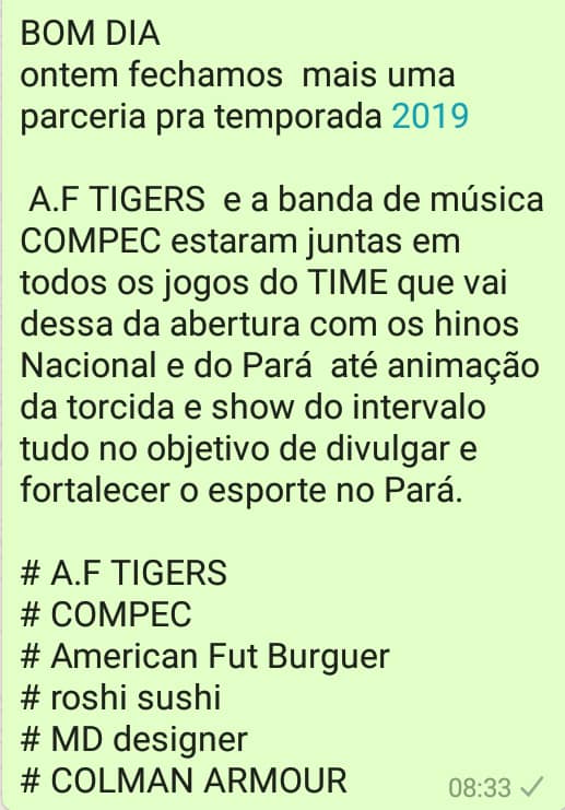 A.F.TIGERS - Novo parceiro pra 2019 # BANDA COMPEC.