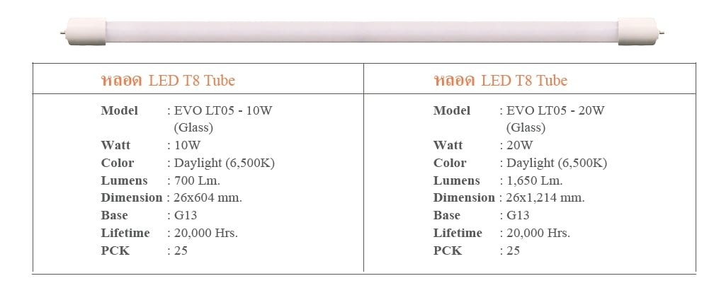 หลอดNPV LED EVO T8 (แสงขาว) - NPV by Matsushi Electric