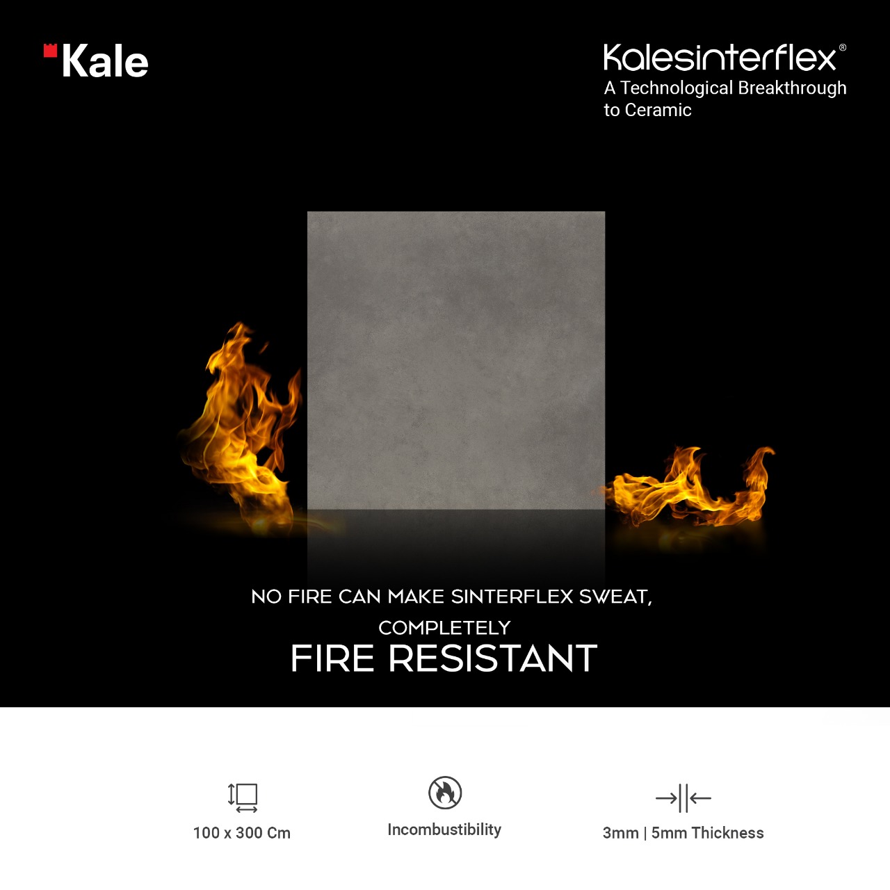 Kale - Kale SINTERFLEX 3-5mm tile halts fire with its non-inflammable ...