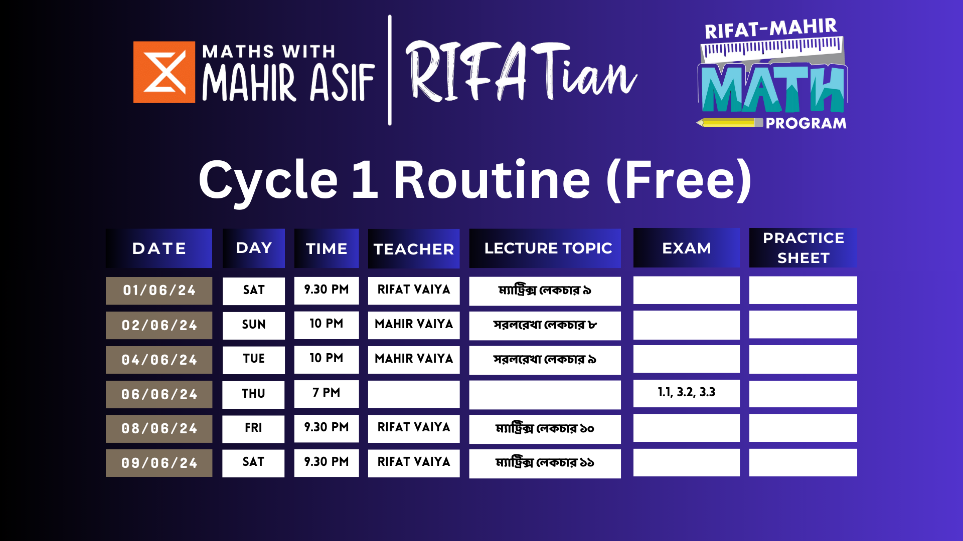 HSC 26 || Higher Math || Beginner2Master || Cycle 1 || Rifat-Mahir