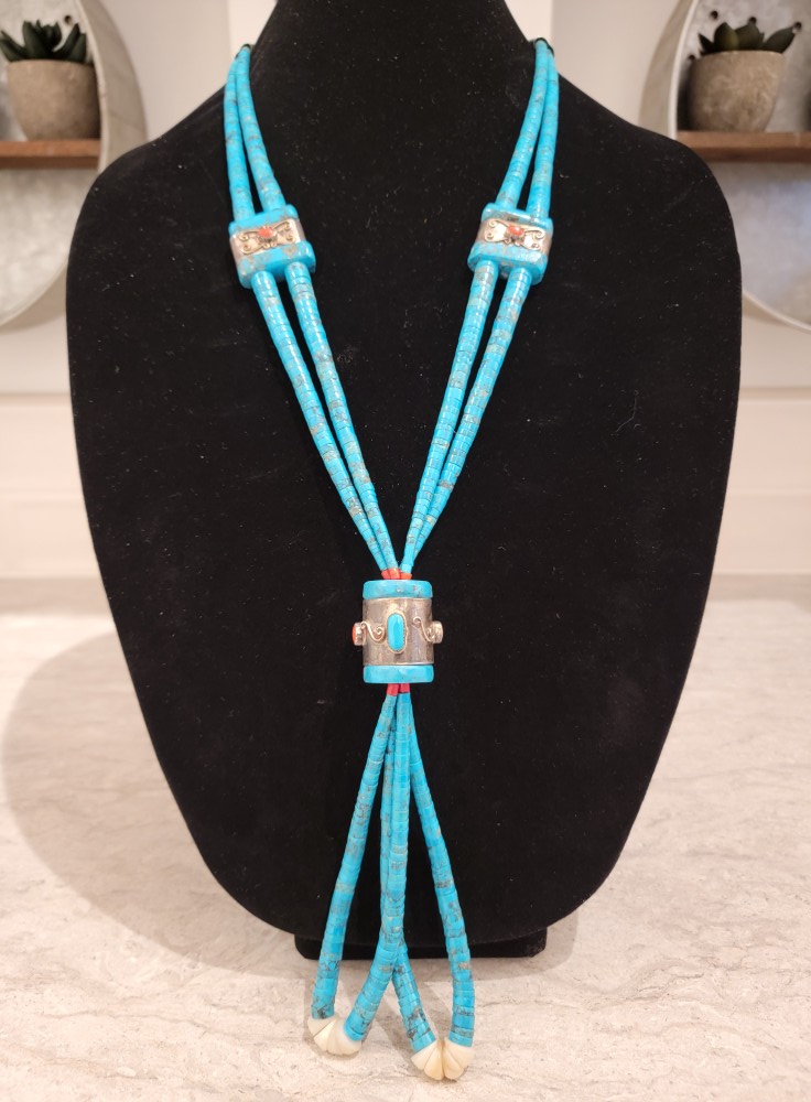 A gorgeous one-of-kind necklace with stunning Kingman Turquoise
