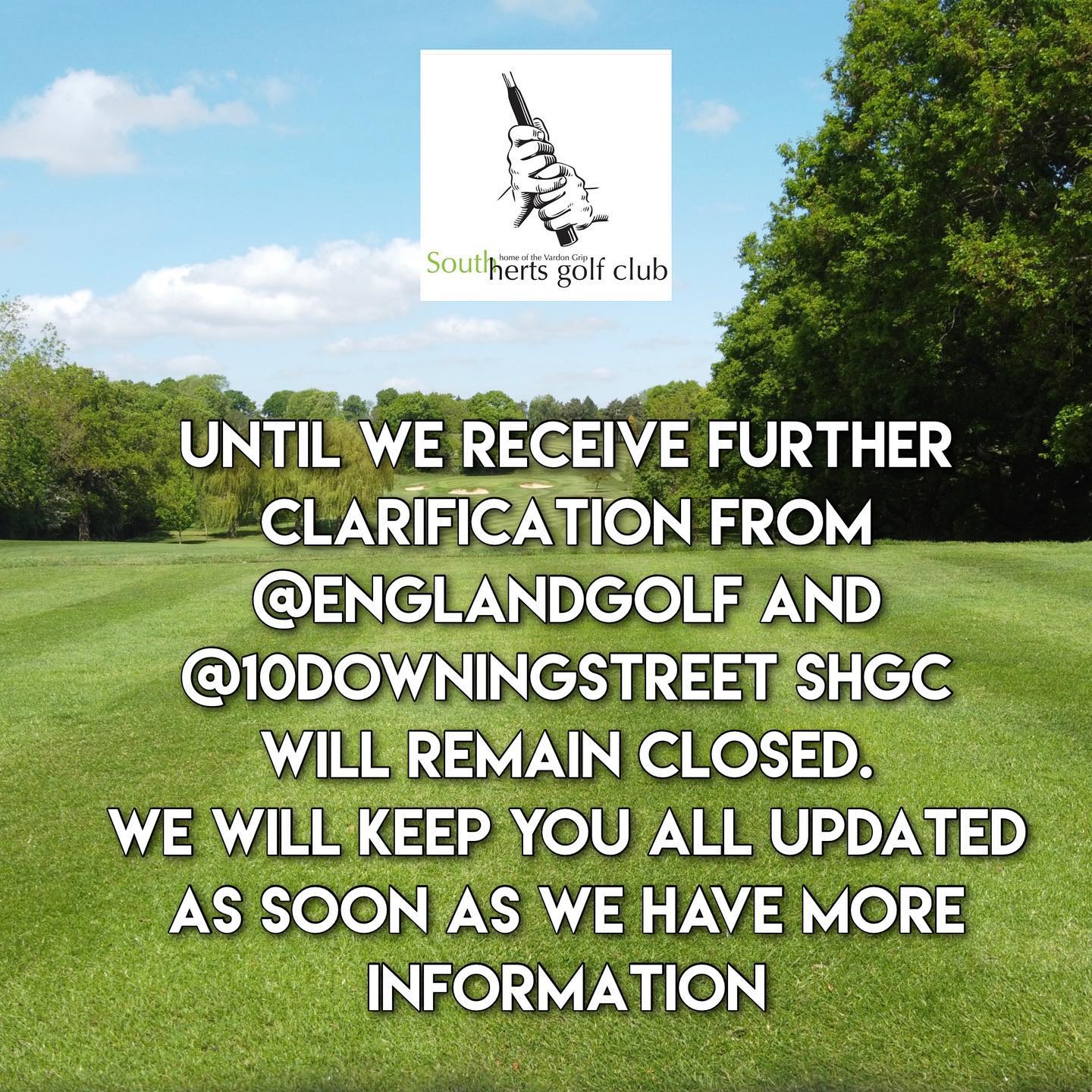 South Herts Golf Club - Following the PMs speech tonight we are ...