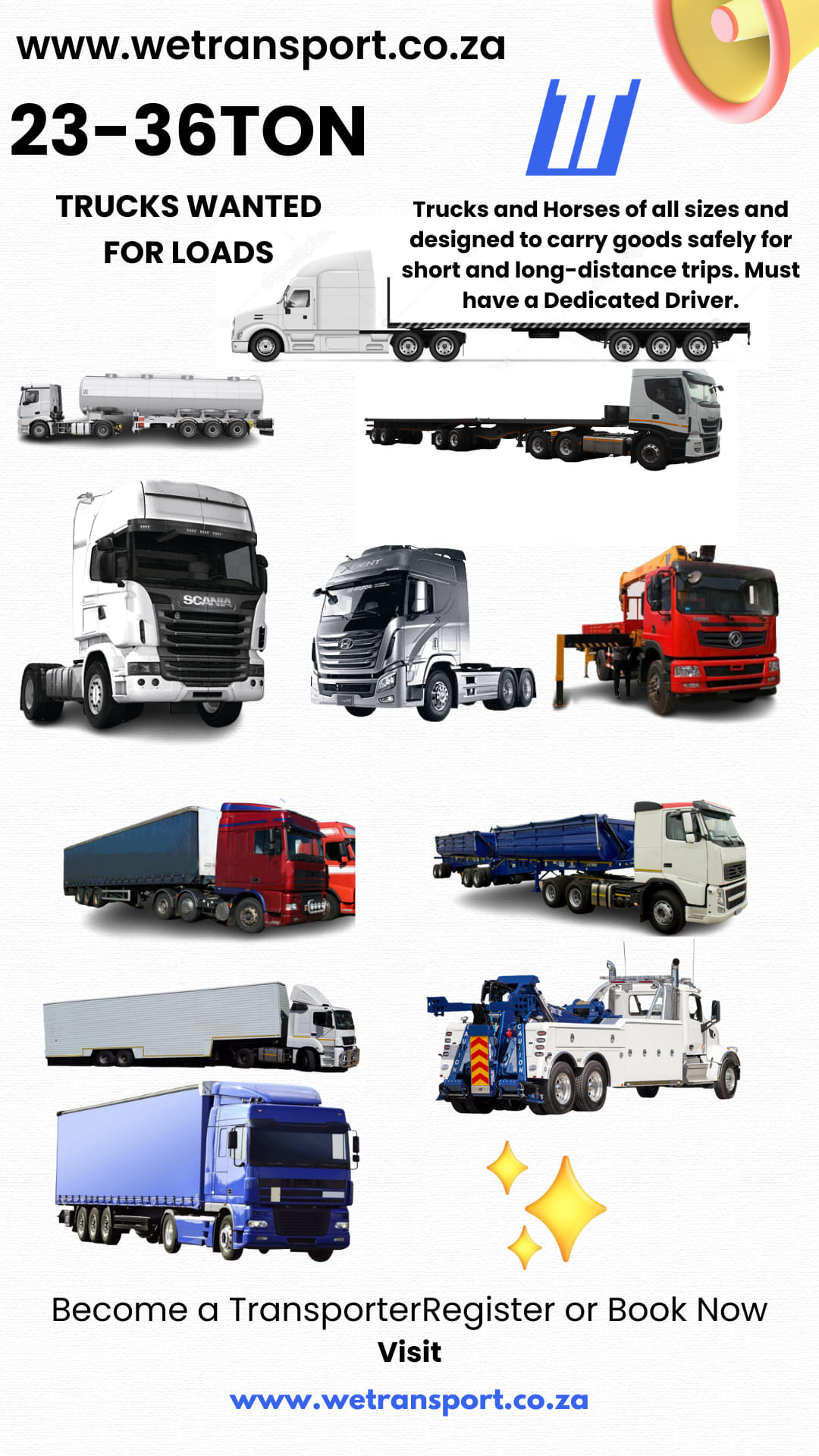 We Transport SA - 📢 Attention Transporters! 🚛🚚💨 🌟 Are you...