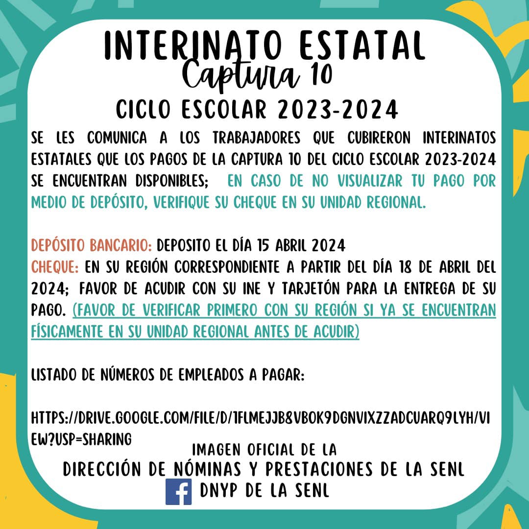 DNYP de la SENL - 🔺Interinato Estatal Captura 10🔺 Ciclo...