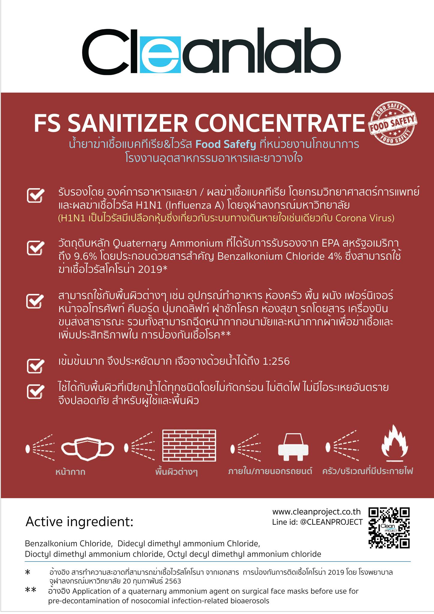 น้ำยาฆ่าเชื้อแบคทีเรีย/ไวรัสบนพื้นผิวที่หน่วยงานต่างๆไว้วางใจ Cleanlab ...