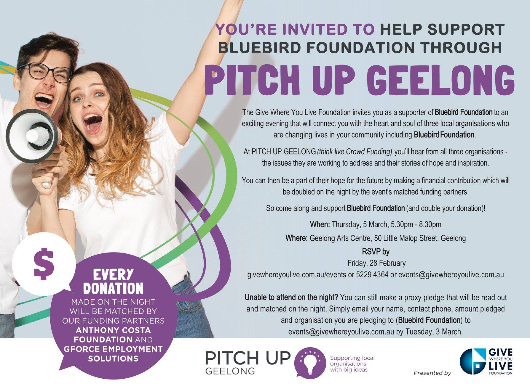 Can't make it to PITCH UP... - Bluebird Foundation Inc.
