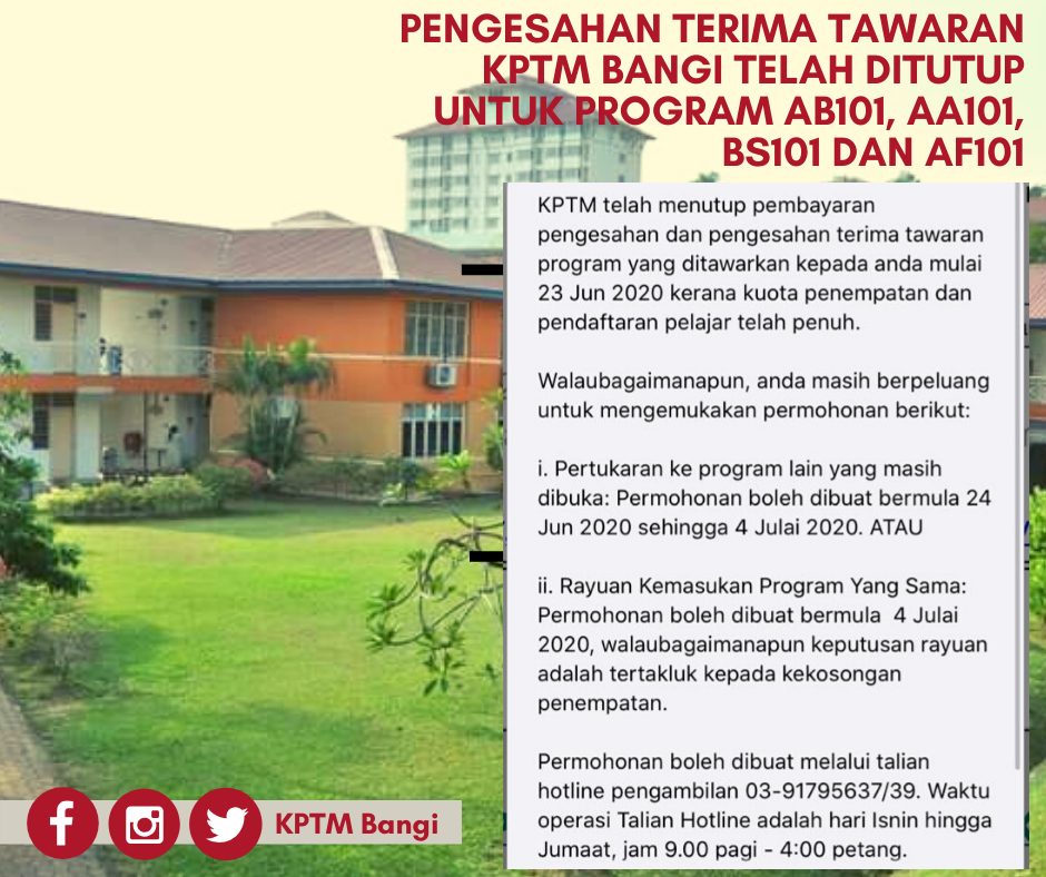 Kptm Bangi Pengesahan Terima Tawaran Kptm Bangi Telah Facebook