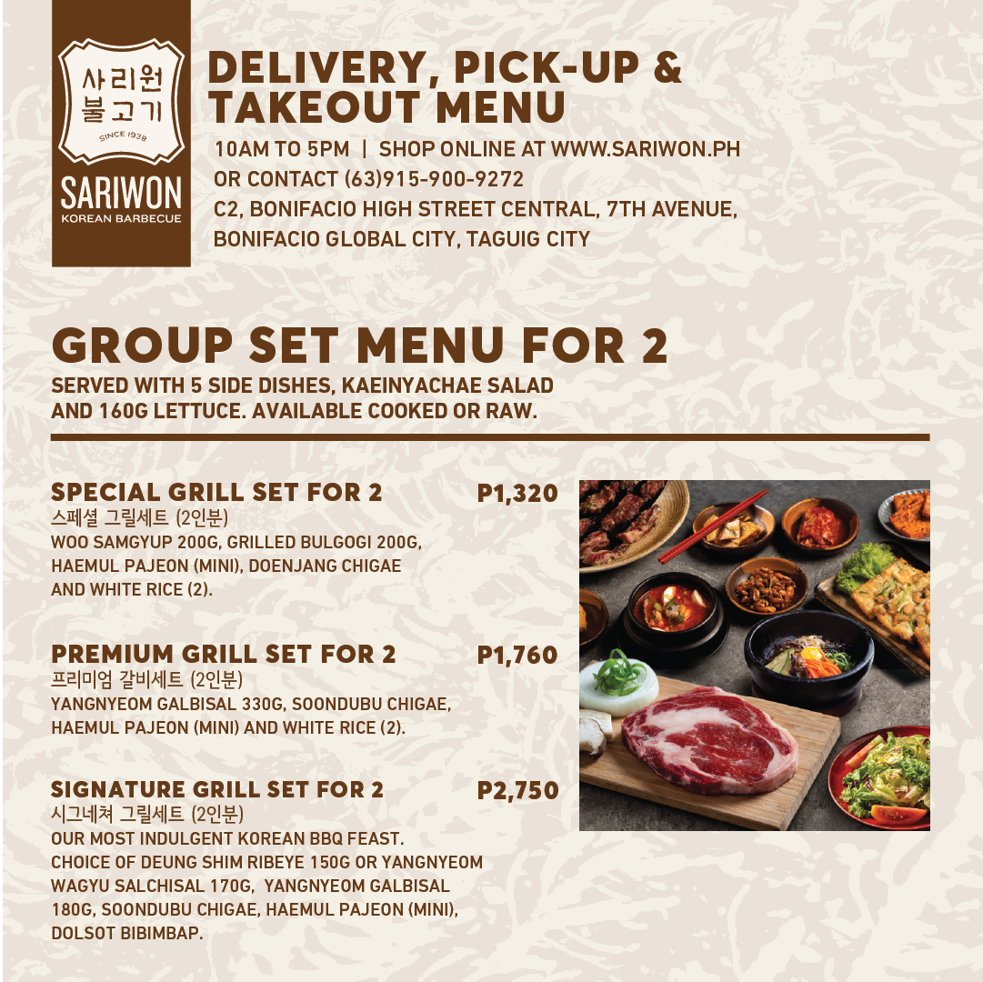 See our full delivery... - Sariwon Korean Barbecue 사리원 불고기 | Facebook