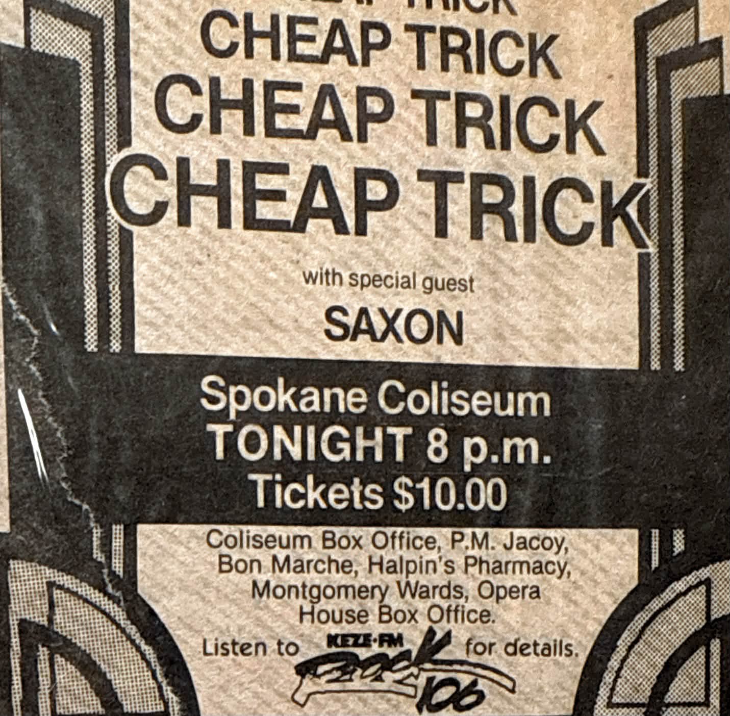 Saxon concert at Spokane Coliseum with Cheap Trick, June 4, 1982