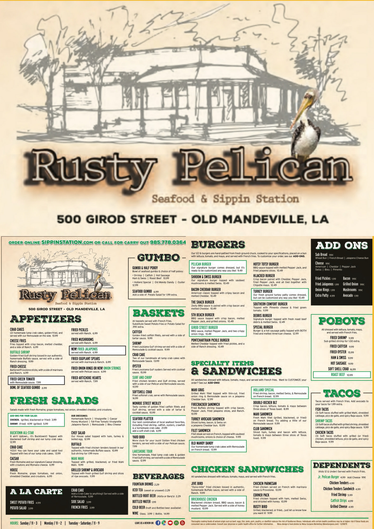 Rusty - We have a full menu available! #rustypelicanmandeville Order ...