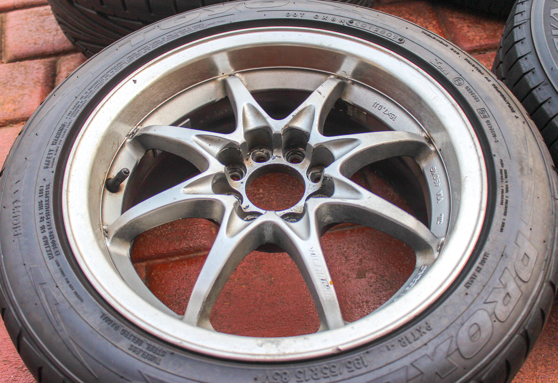 In Stock: Rays GRN Volk Racing 4 x 100 15 x 7 +35 Tyres are almost 