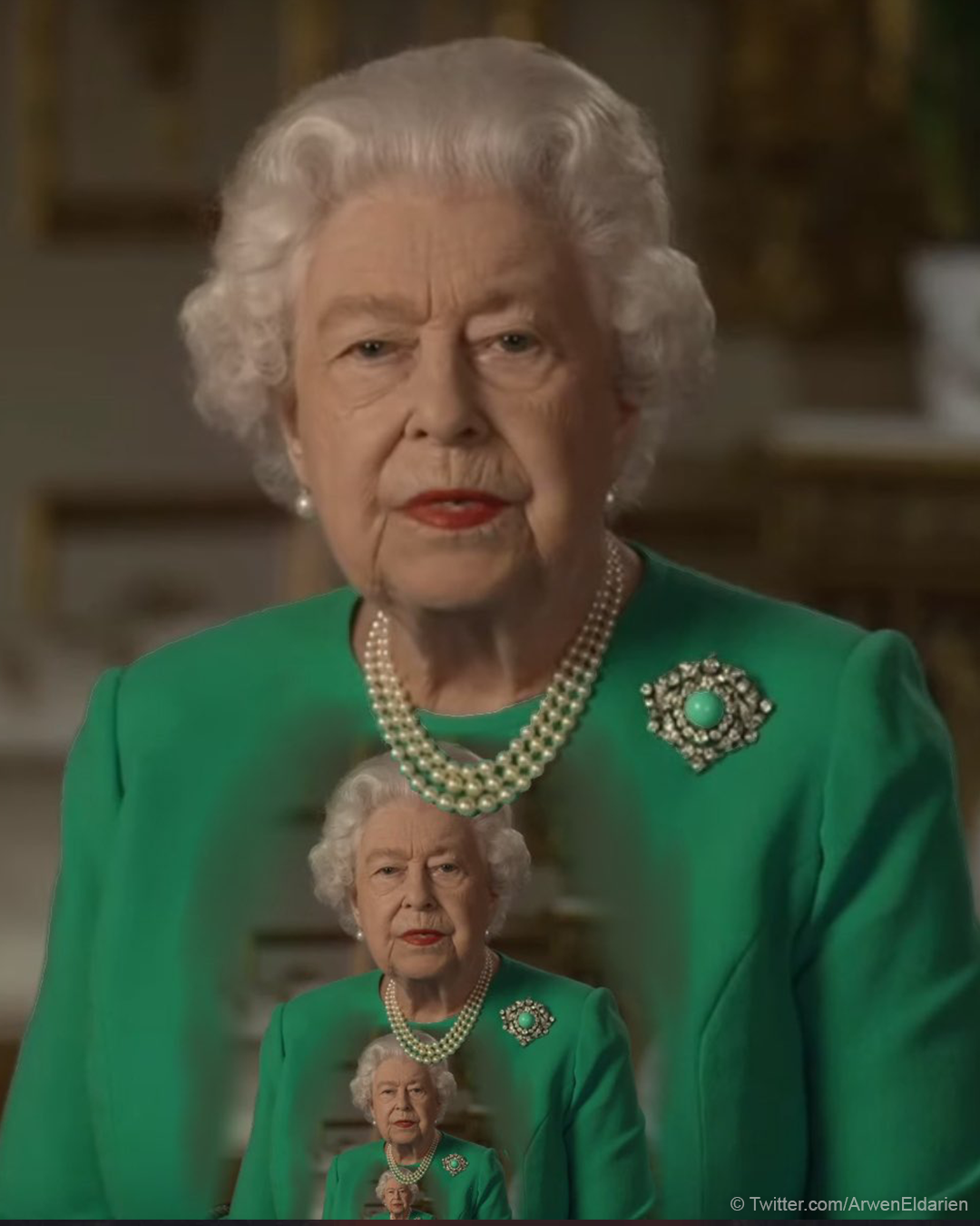 queen elizabeth green dress photoshop When life hurts, humor is a lifesaver: After II's televised COVID-19 speech, the internet was inspired by her 