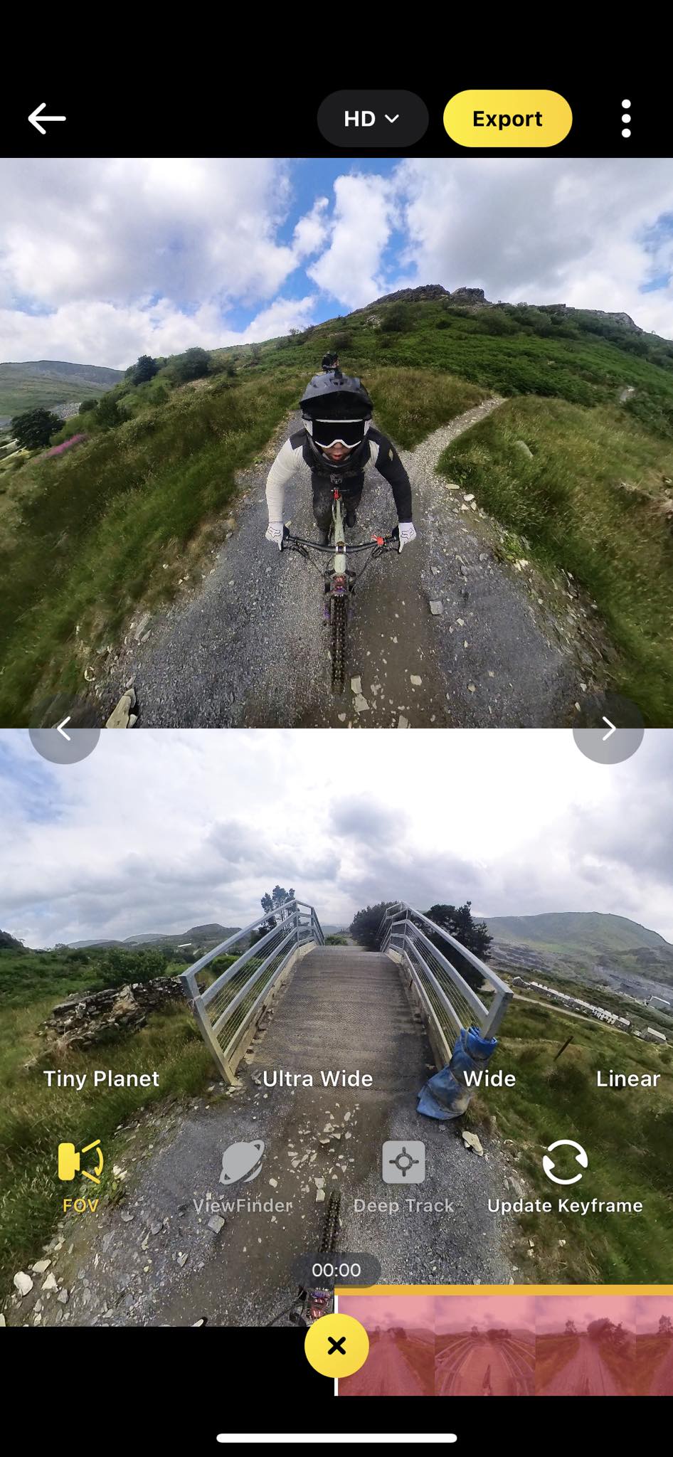 How to save Insta360 video with zoomed out selfie view?