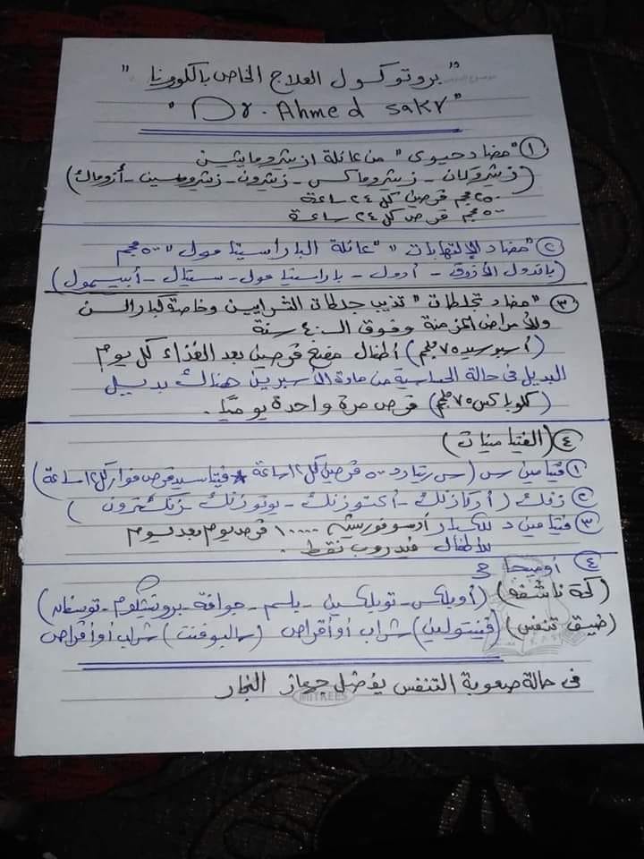 ‫بروتوكول العلاج لمن يشكو الاشتباه&hellip; مدونة نهضة مصر التعليمية