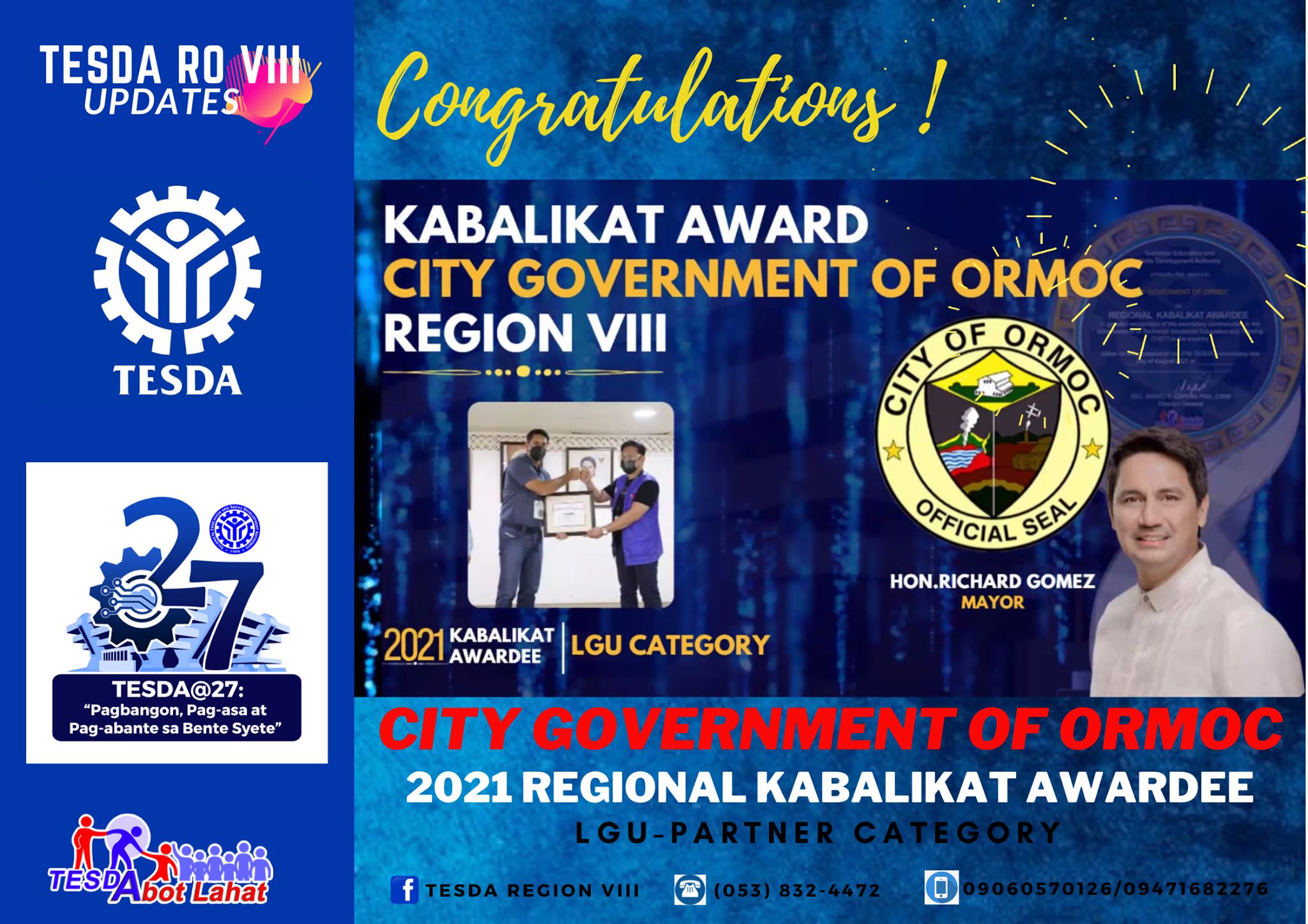 TESDA - Congratulations City Government of Ormoc! 2021 Regional ...