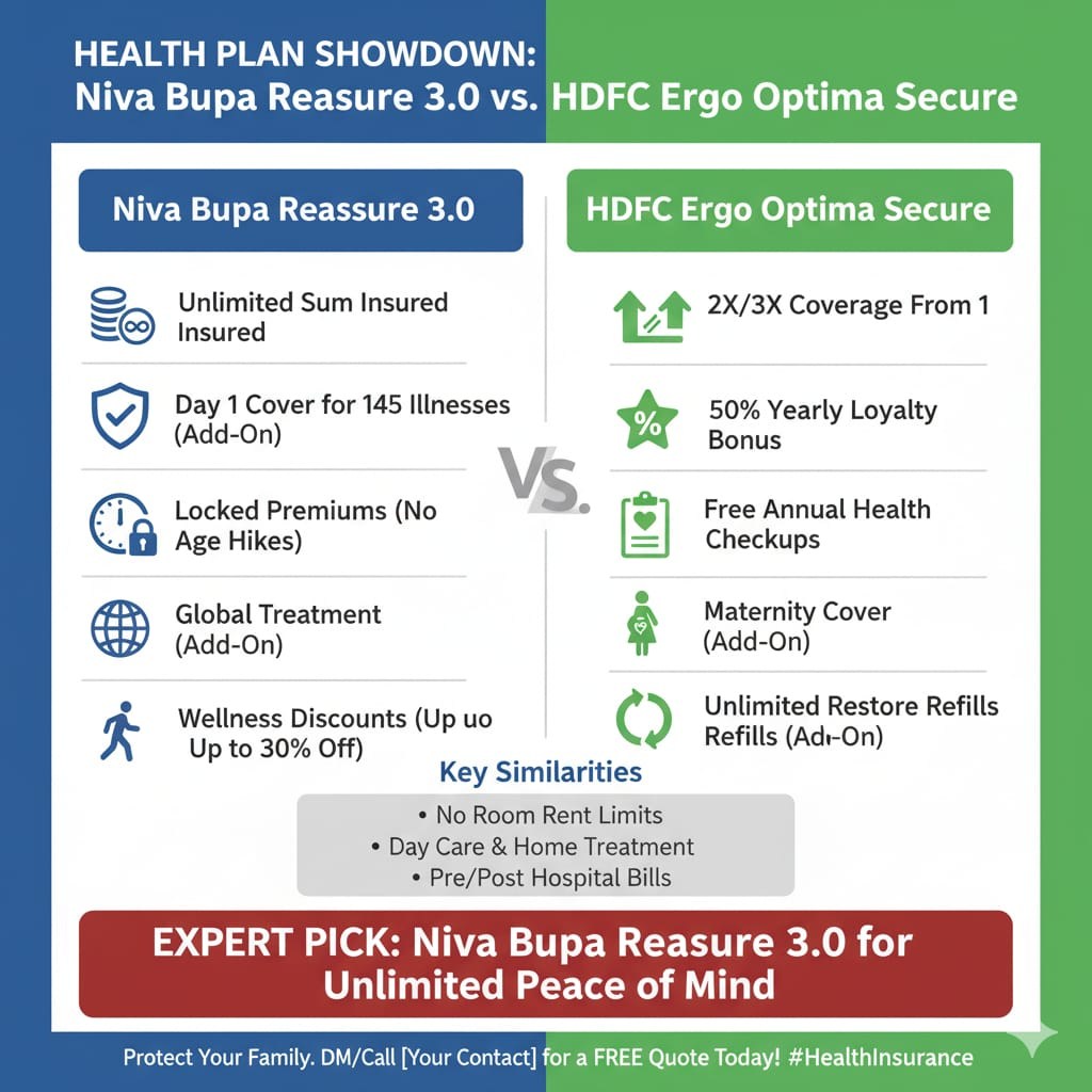 Amitej - 🛡️ Niva Bupa ReAssure 3.0 vs. HDFC Ergo Optima Secure 🤔💥 Which ...