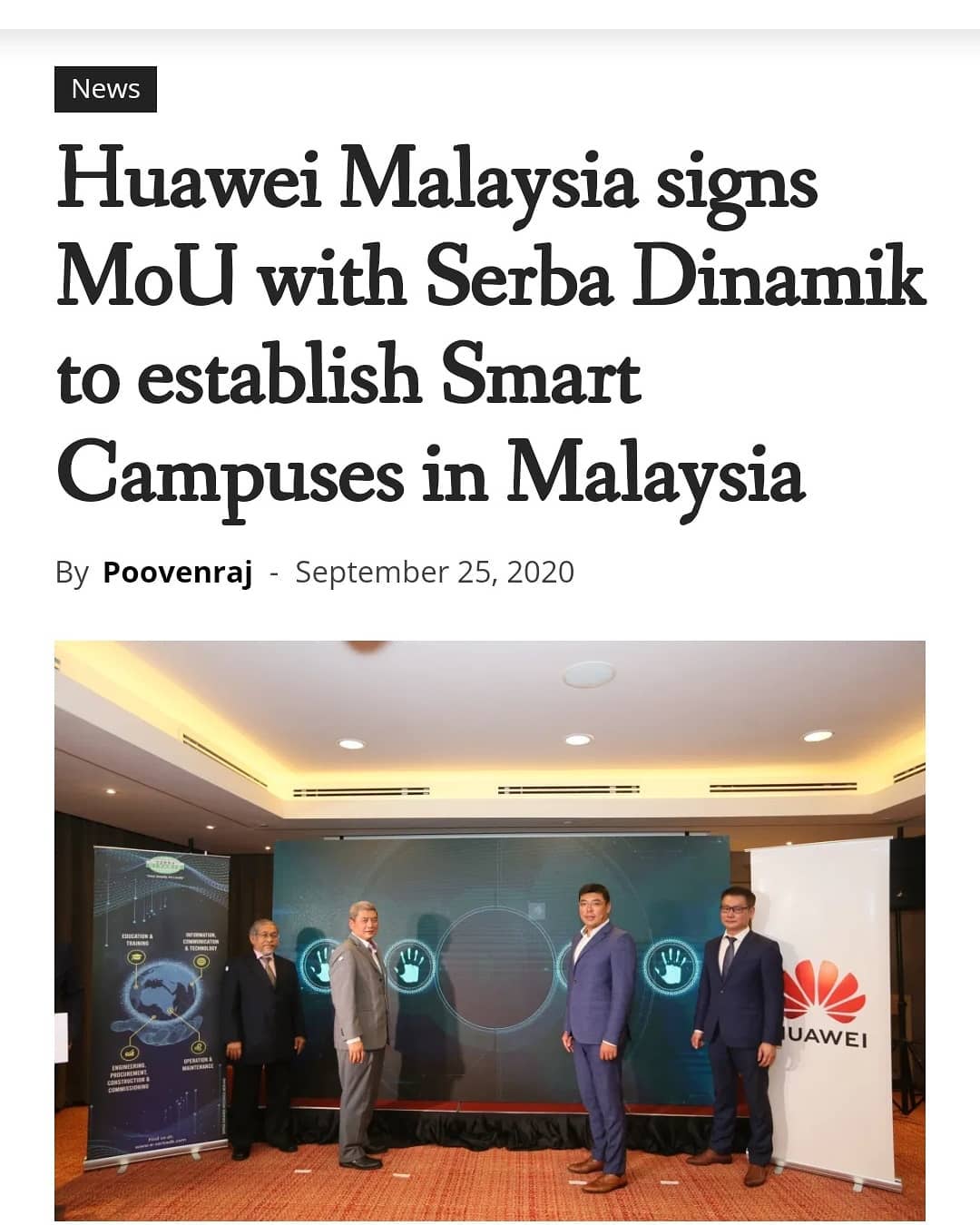 Huawei Malaysia signs MoU with Serba Dinamik, UNIMY's parent company ...