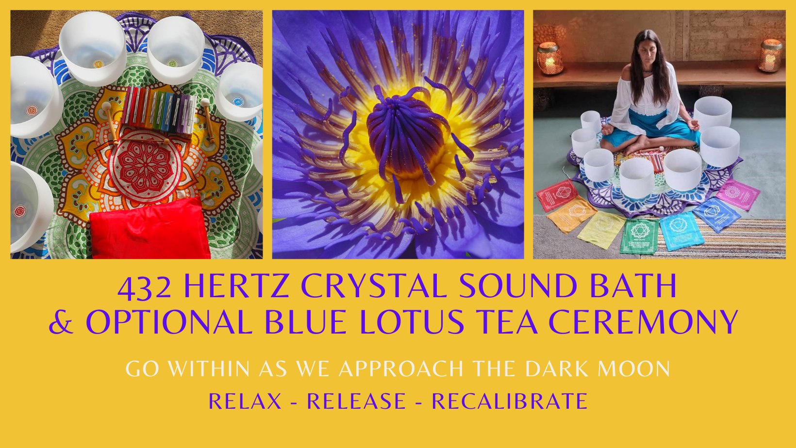 432 hertz Crystal Sound Bath & Blue Lotus Tea Ceremony -Riverside