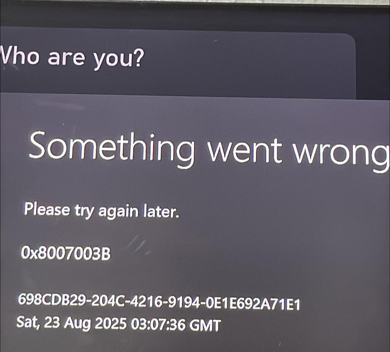 What's causing Xbox login error 0x8007003B?