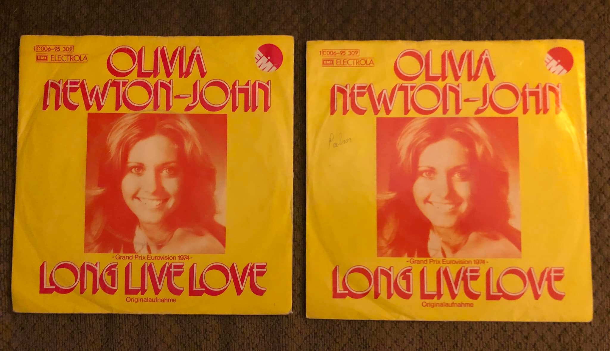 Rare Olivia Newton-John Long Live Love 7 inch blue vinyl collection