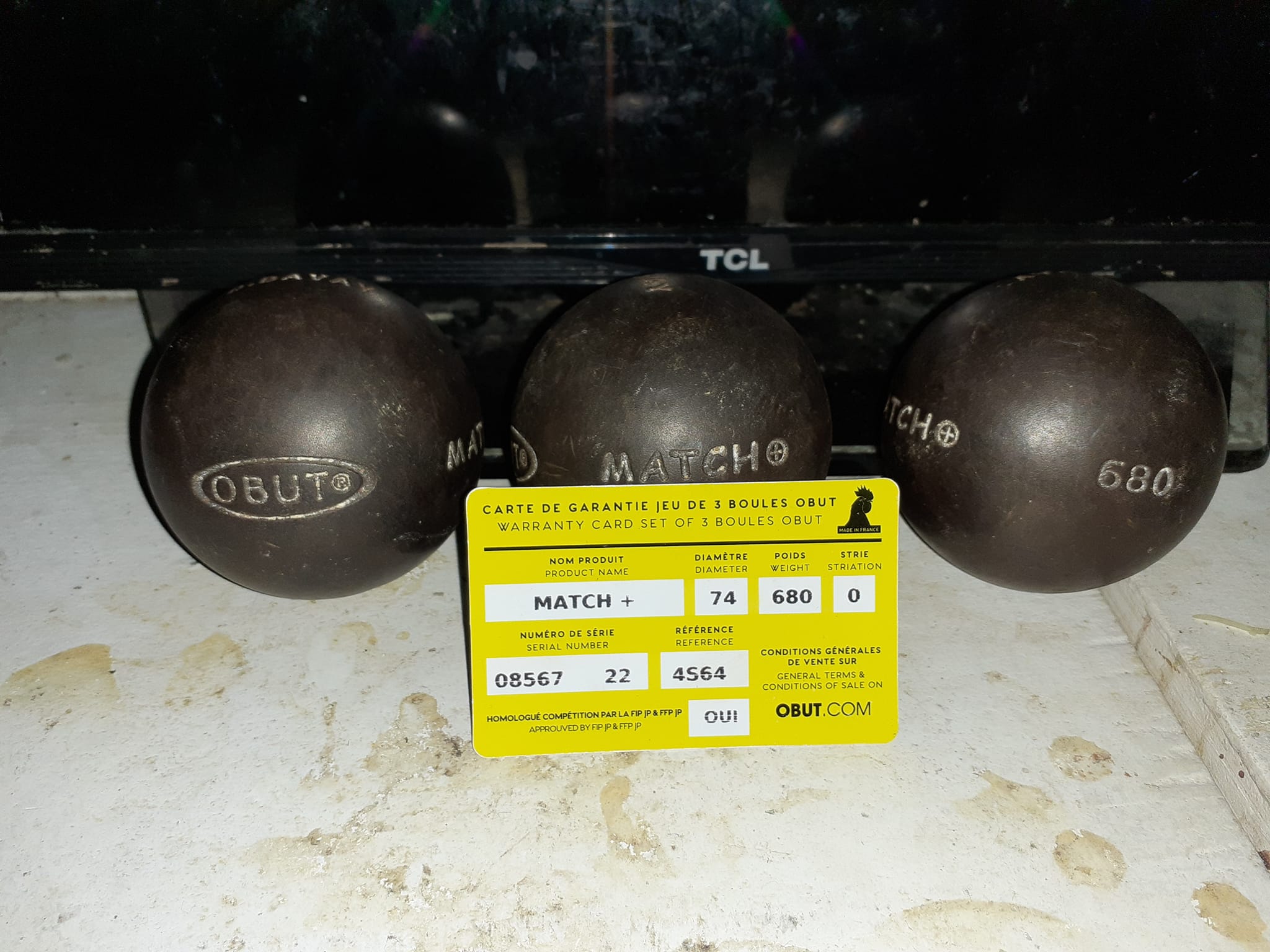 Jeu De Boules Pétanque OBUT MATCH – 71 Mm, 720 G, Lisse – Set 3 Boules + Jack + Sac Et Garantie – Acier Carbone