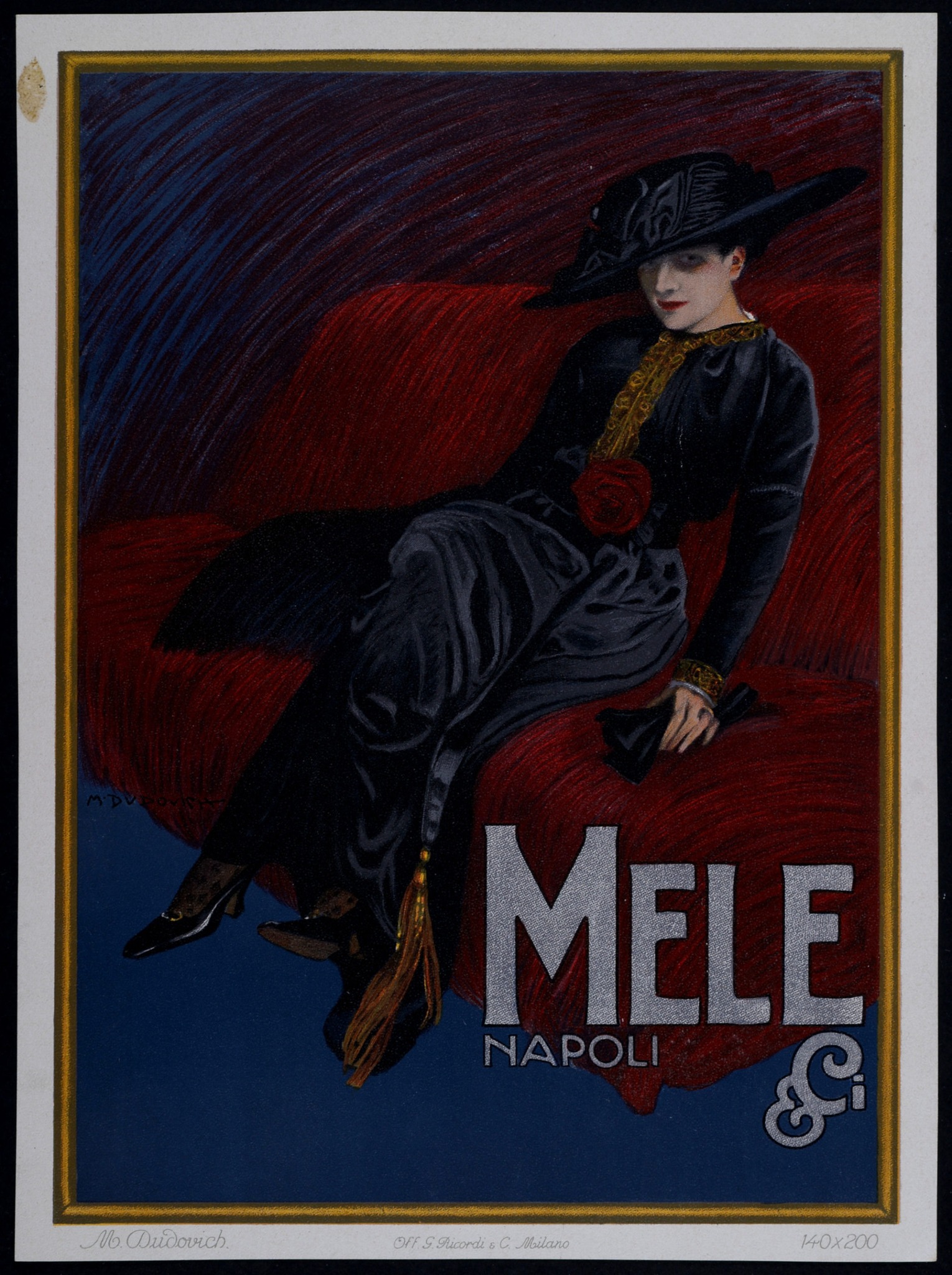 Poster Vintage Publicité Mode Italienne - Affiche Rétro "Mele Napoli" - Format 50x70 Cm