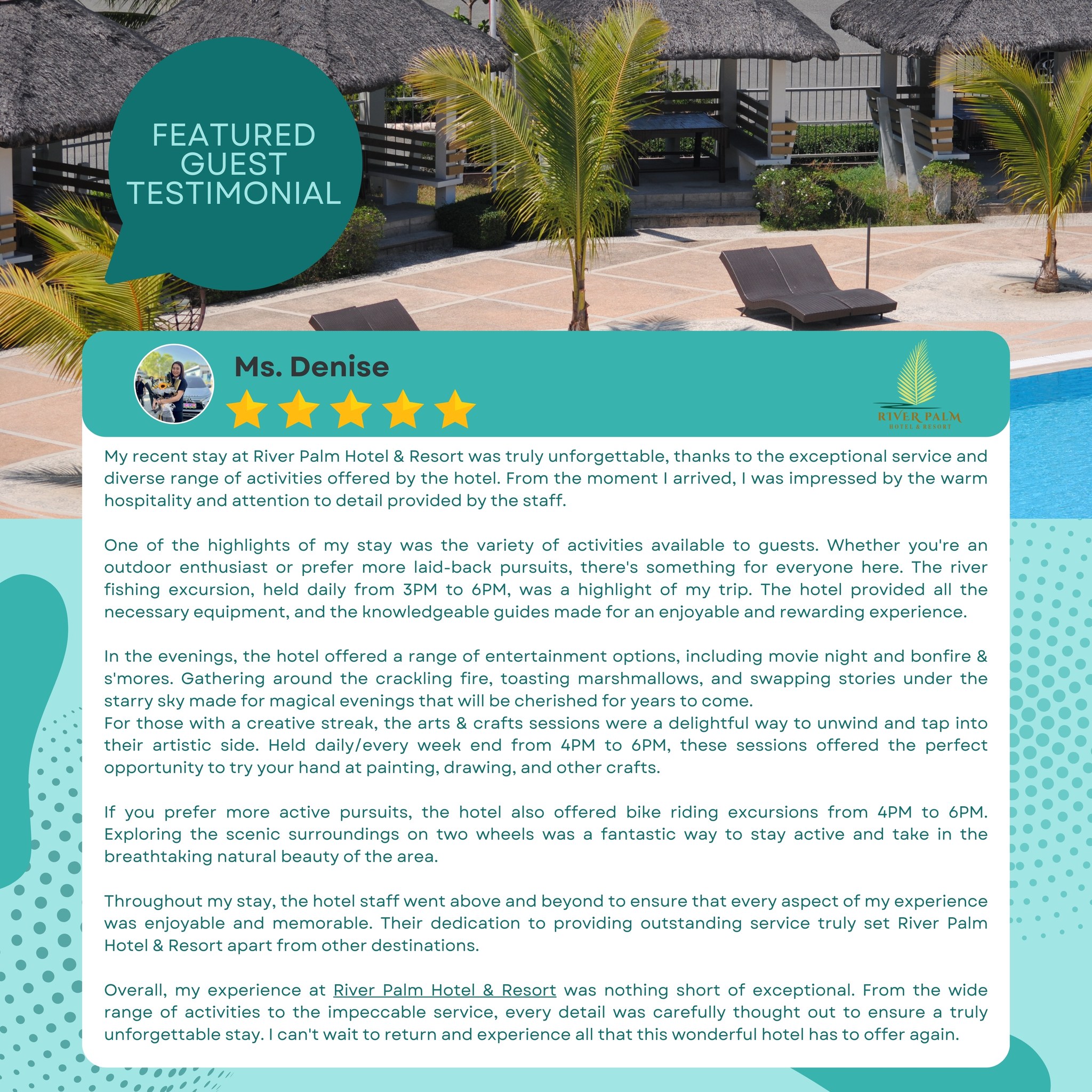 In pursuit of giving a great... - River Palm Hotel & Resort