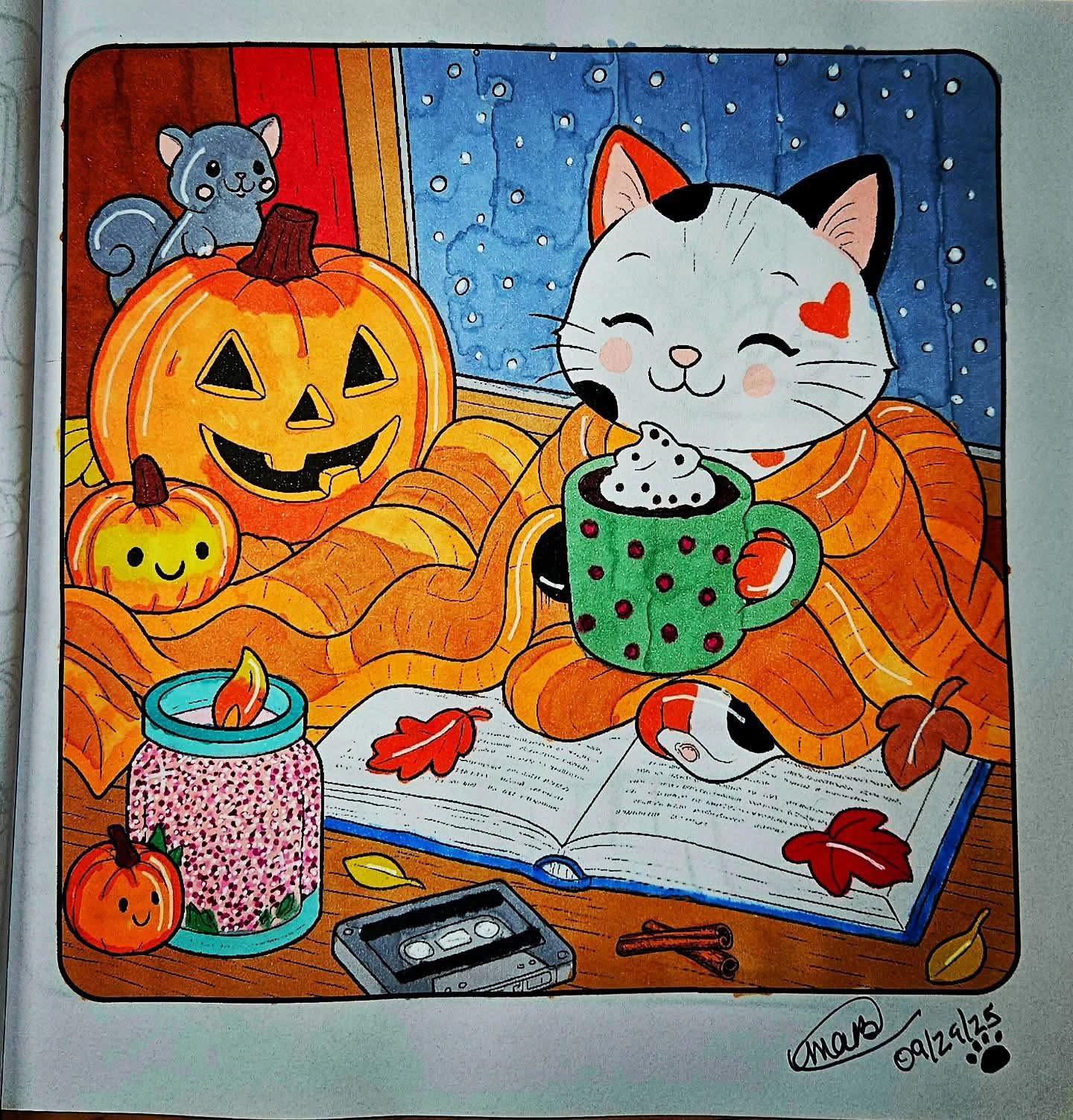 From Cozy Autumn Days Coloring Book by Krista Welz and colored