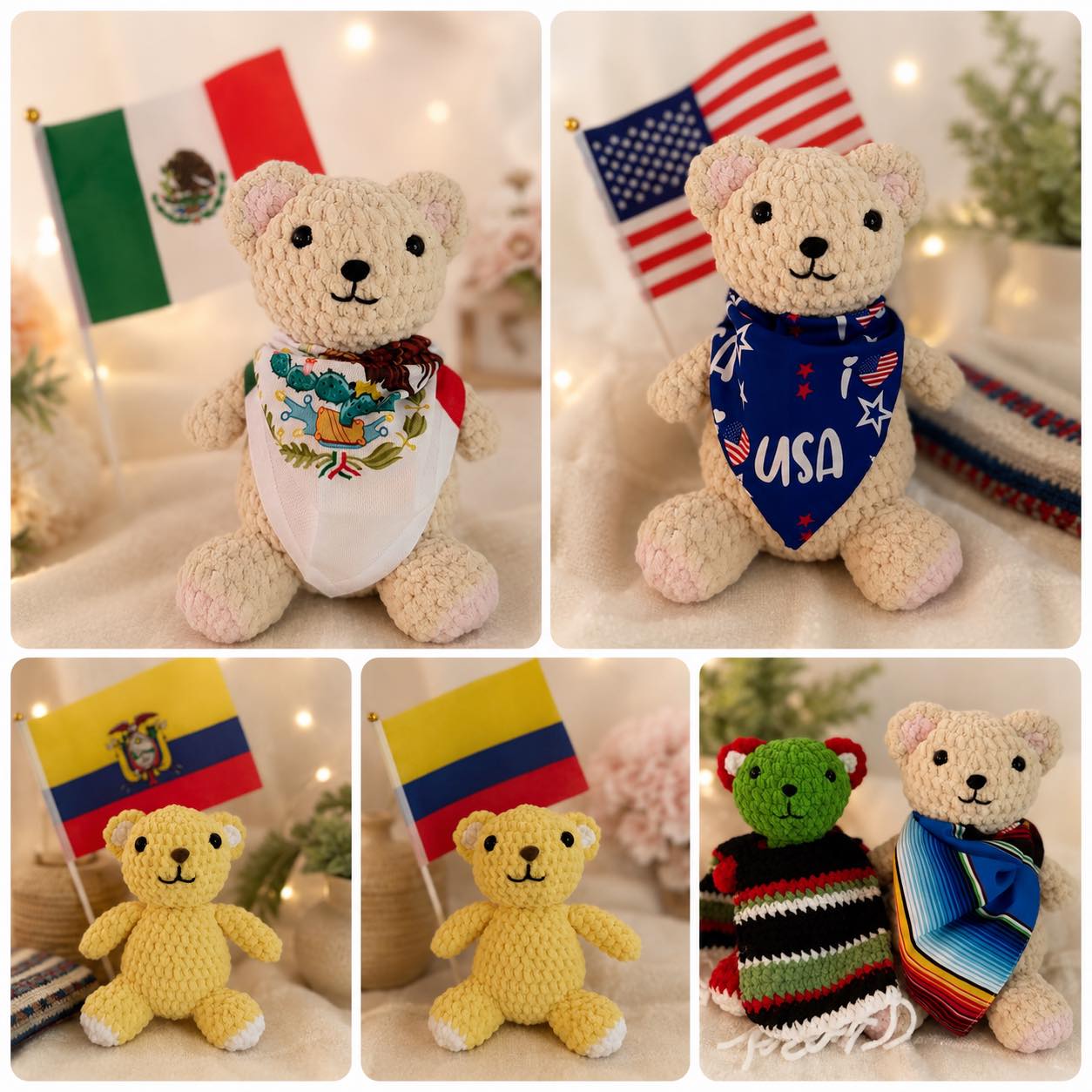 Handmade World Cup bears with mini flags for sale