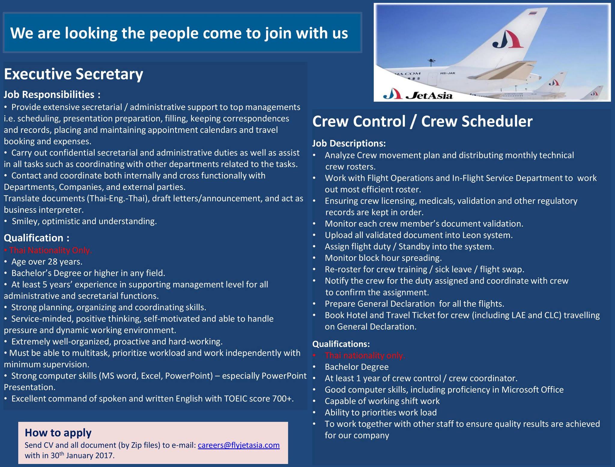 Thai - #งานการบินมาใหม่ #JetAsiaAirways #ExecutiveSecretary # ...