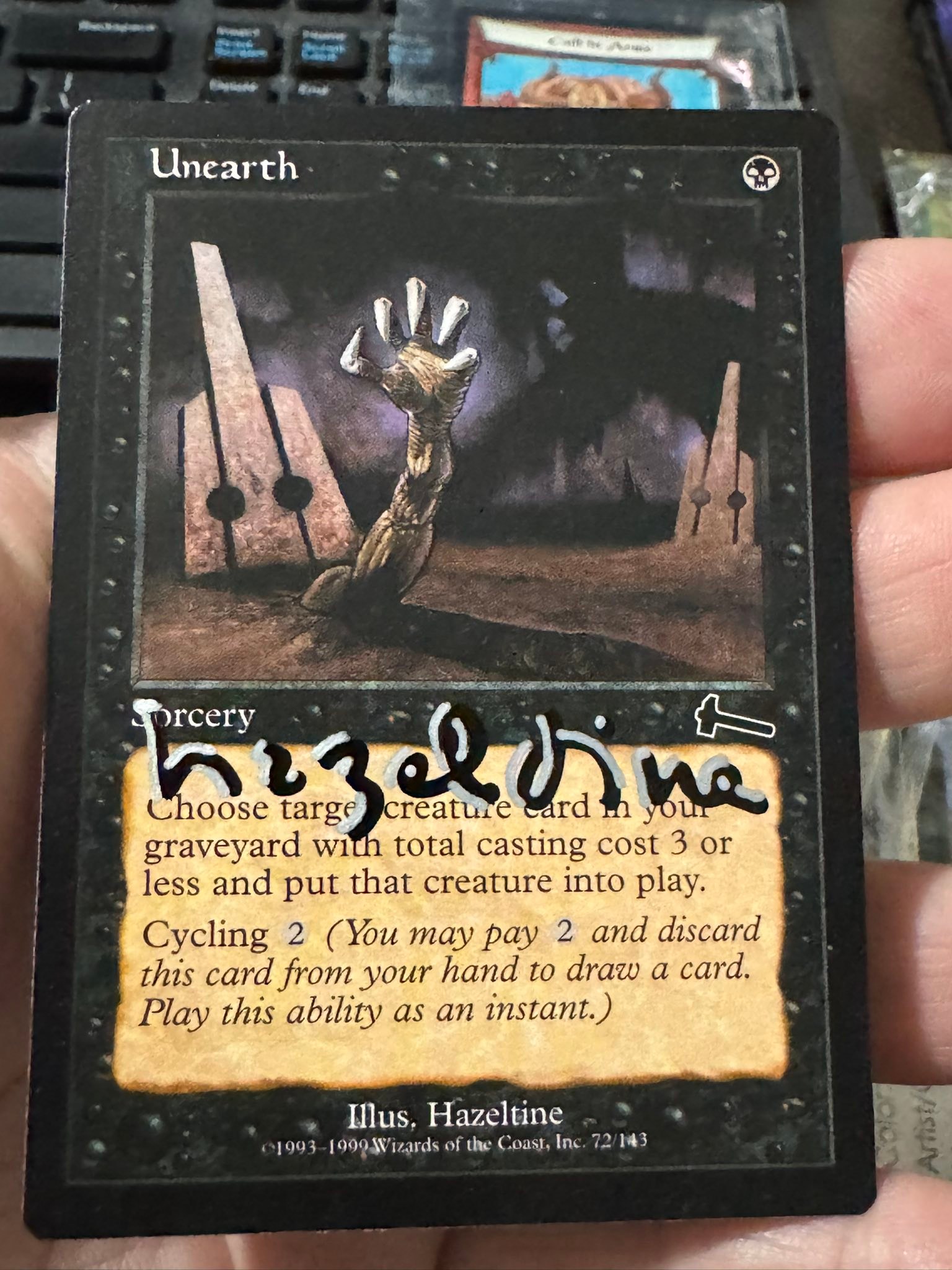 Cards returned from artist signature service