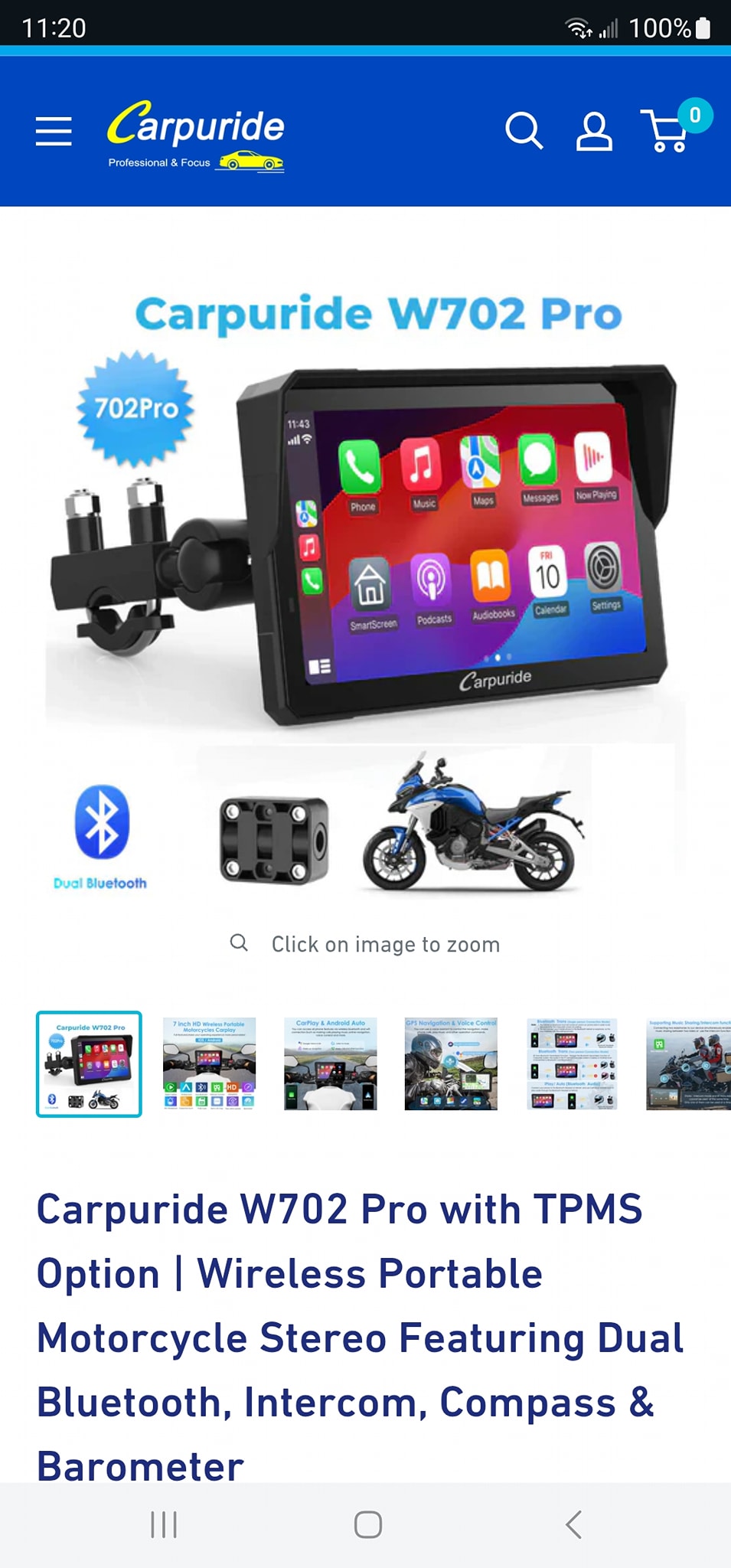 Carpuride W702 Carplay Wireless Android Auto Auto GPS Navi Motorcycle Stereo eBa
