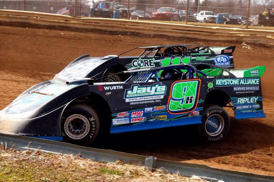 Bill's Dirt Late Models - Mike Knight and Max Blair doing battle at ...