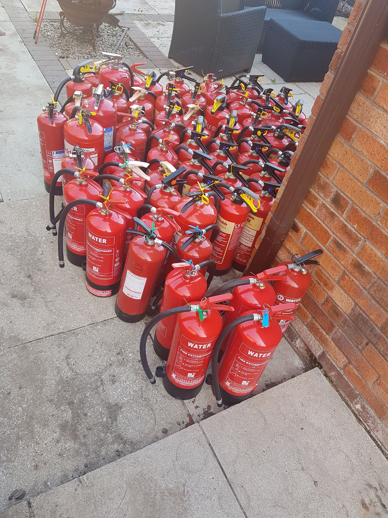 Fire safety, fire extinguishers, dry risers, suppression