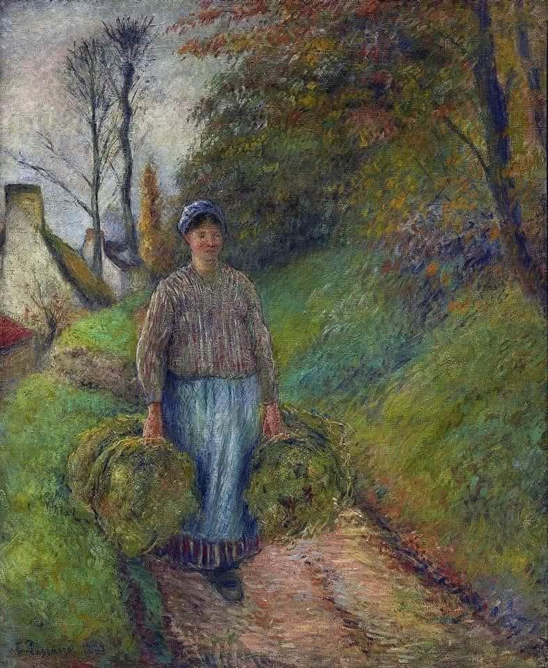 Camille Pissarro Peasant Woman Carrying Two Bundles of Hay, 1883