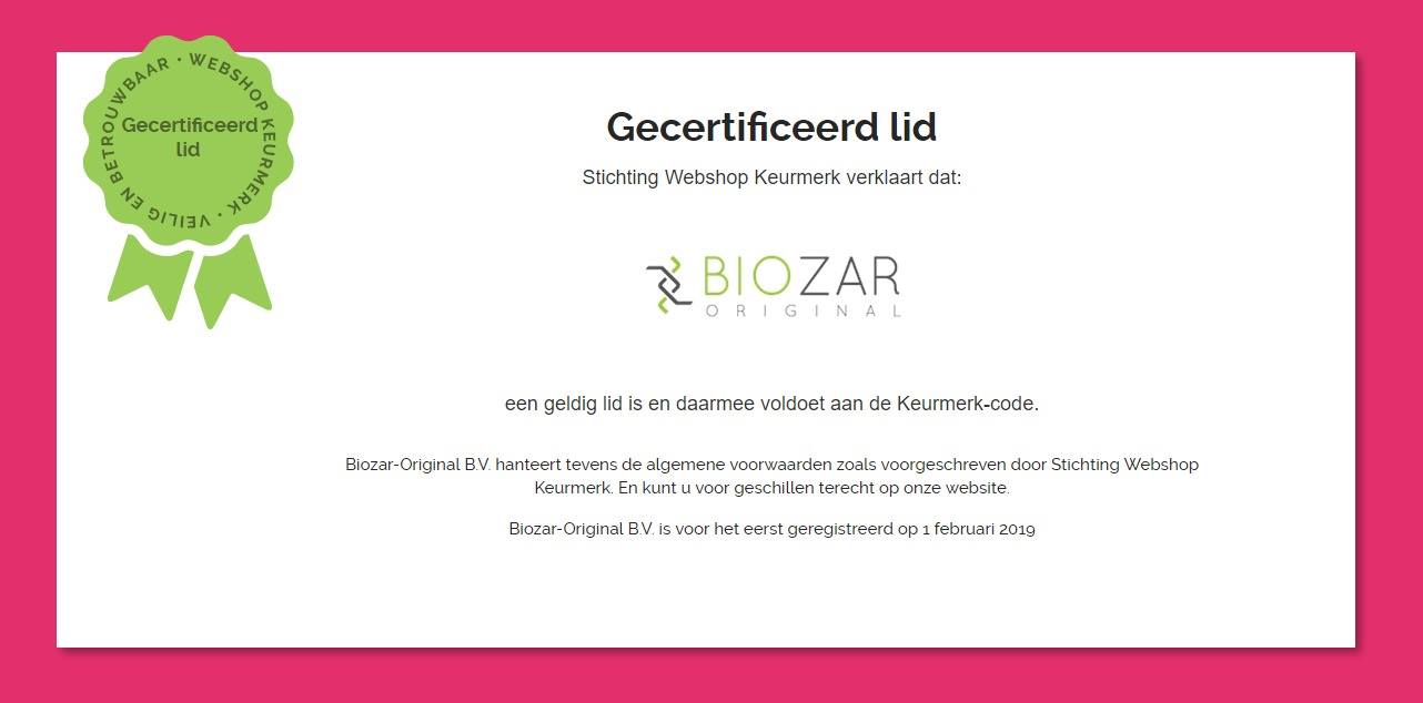 Biozar - 🌱 Biozar Original is een gecertificeerd lid van Stichting ...