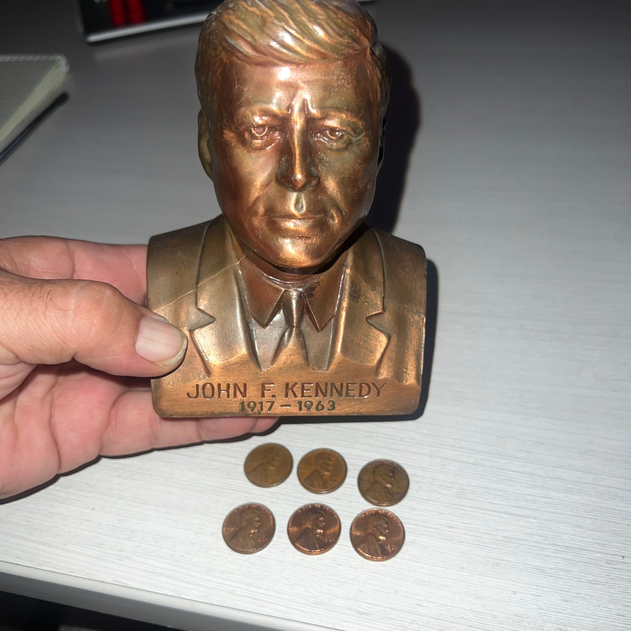 Vintage bank found with old pennies inside