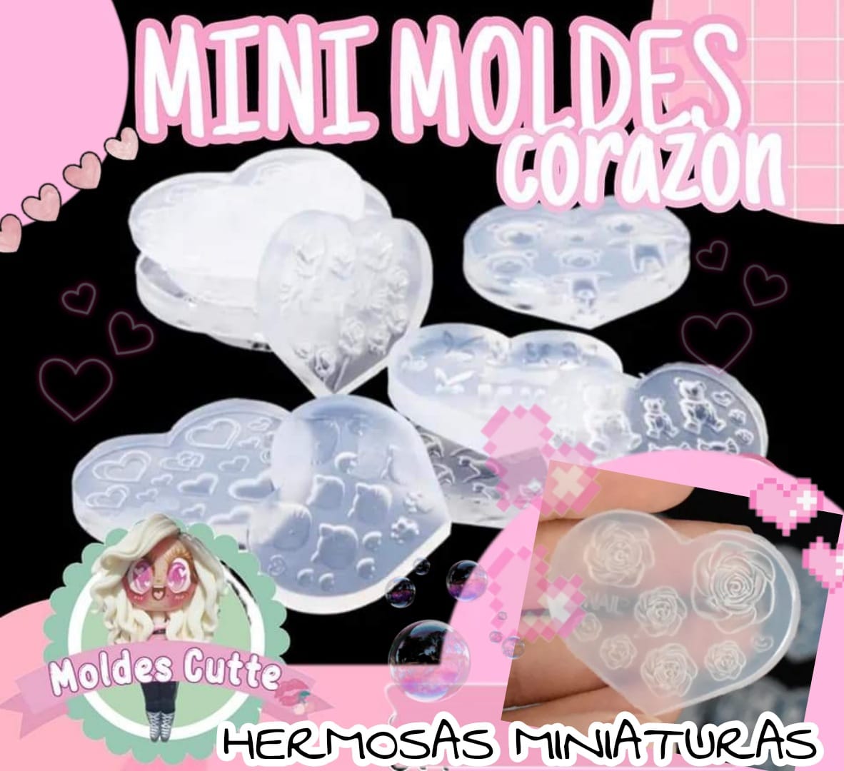 Moldes Cutte - ♡ MOLDES MINI Corazon♡ Los hacemos para...