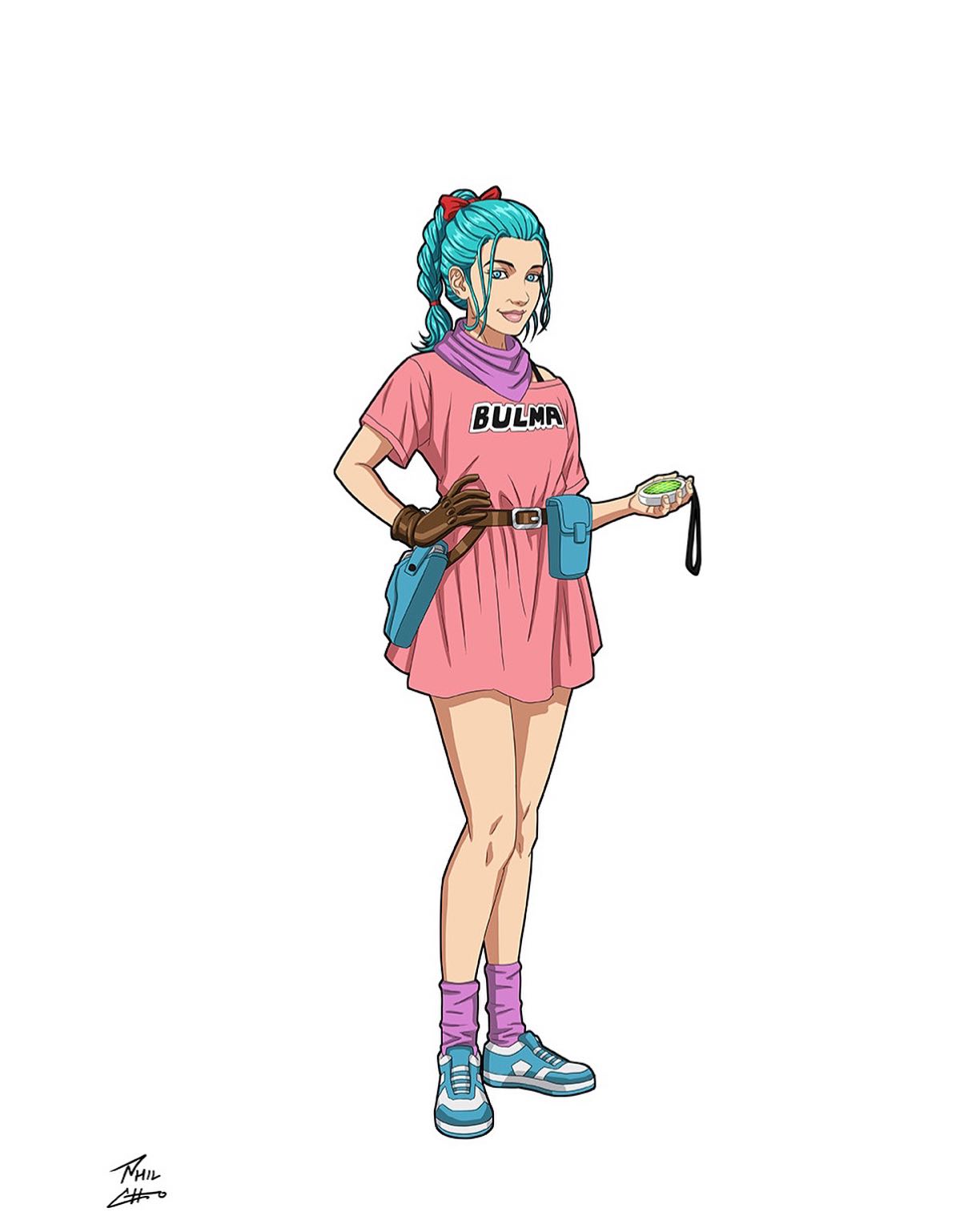 pink bulma dress T-Shirt (AOP) 