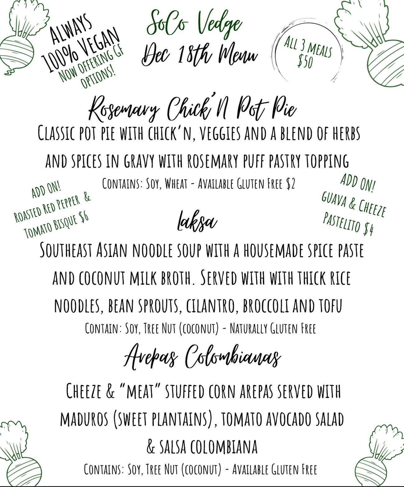 SoCo Vedge - The last full menu of 2021 is LIVE! Take your... | Facebook