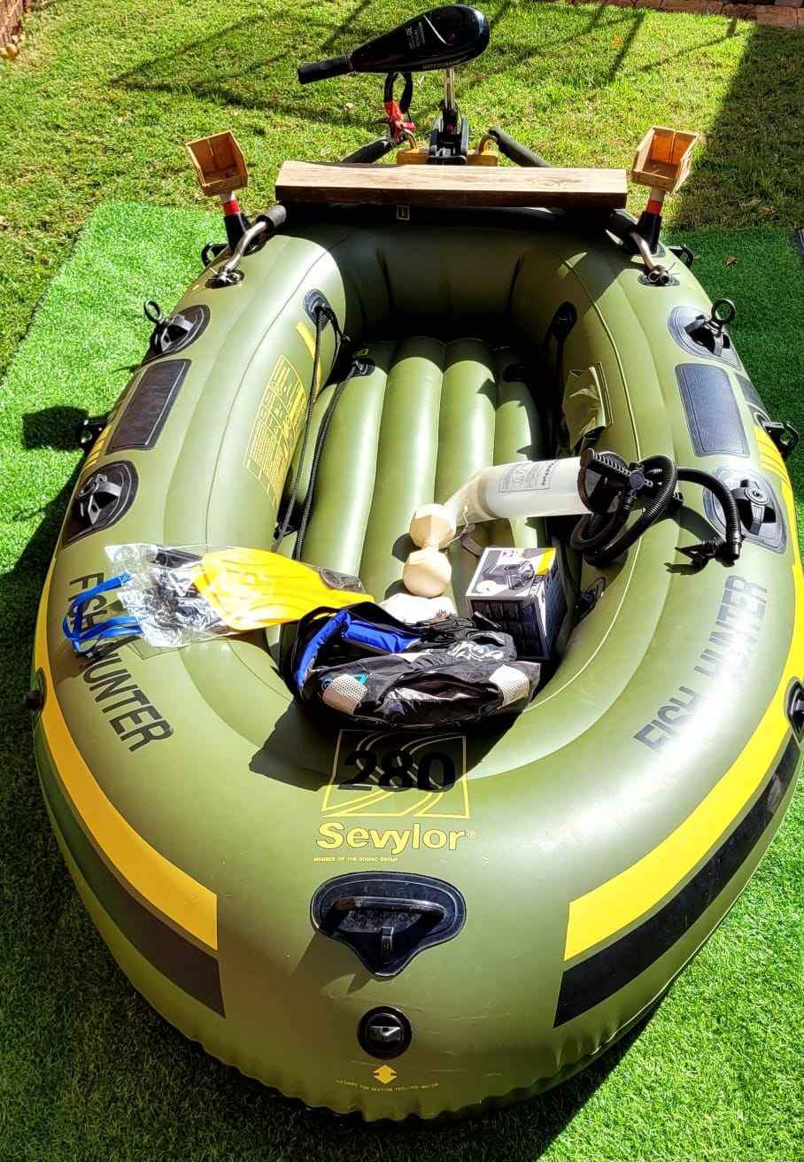 fish hunter raft accessories OSG Striker 2-Person Inflatable Fishing + Anchors NRS Fishing Rod Holder |