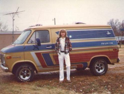 van Driving to Baxter Lab in 1979 Chevy van