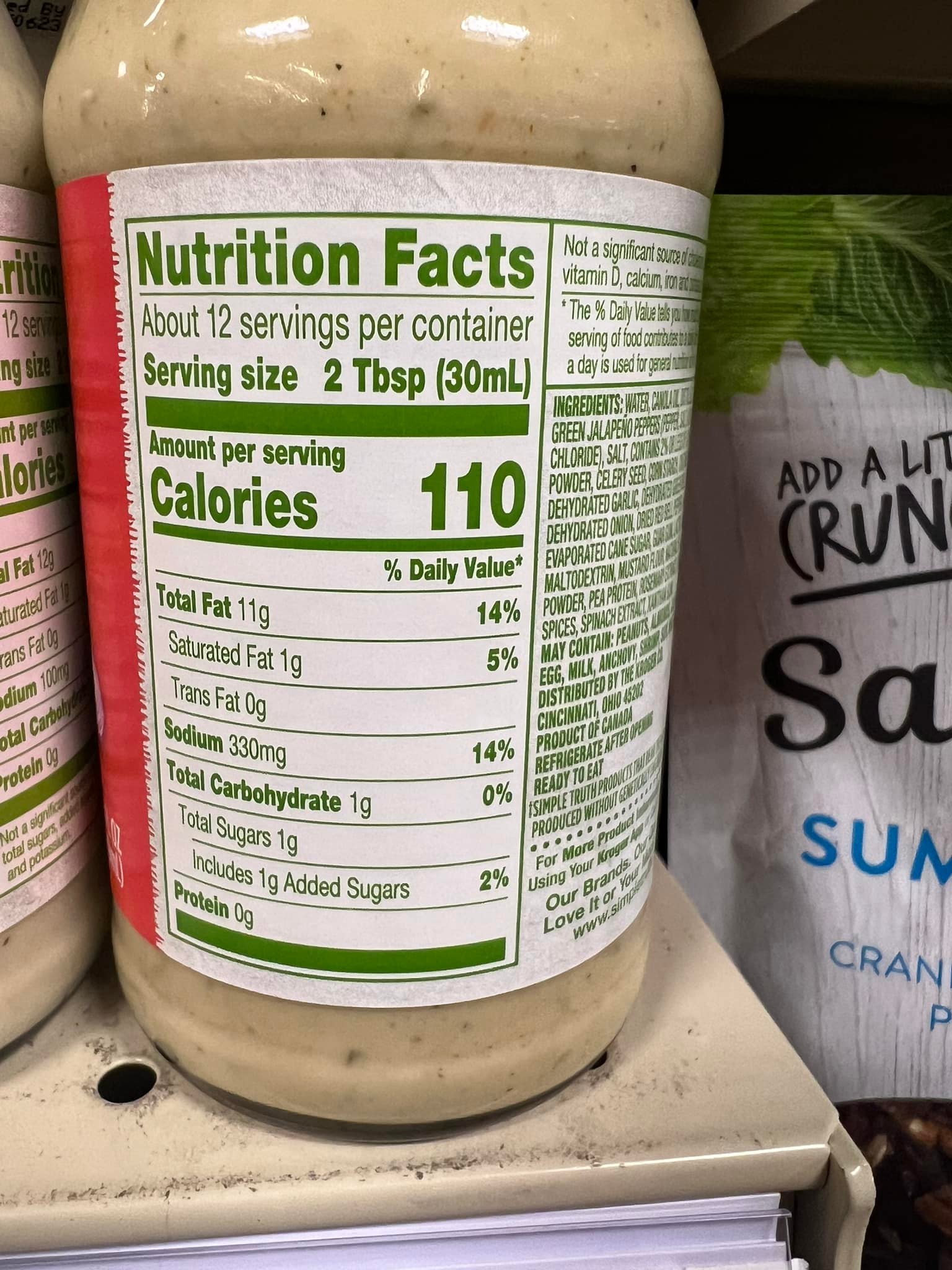 carbs in green salad with ranch dressing The plant based industry is meaning well!! 2 tablespoons of this plant based has 11 grams of fat! No way! I'll wait or make my own DEPARTMENT::APPAREL