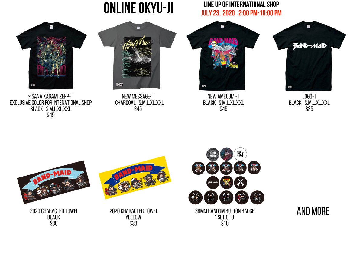 BAND-MAID INTERNATIONAL WEB SHOP has updated with NEW MERCH in