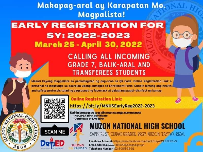 Unang araw ng Early Registration for School Year 2022 - 2023 Calling ...