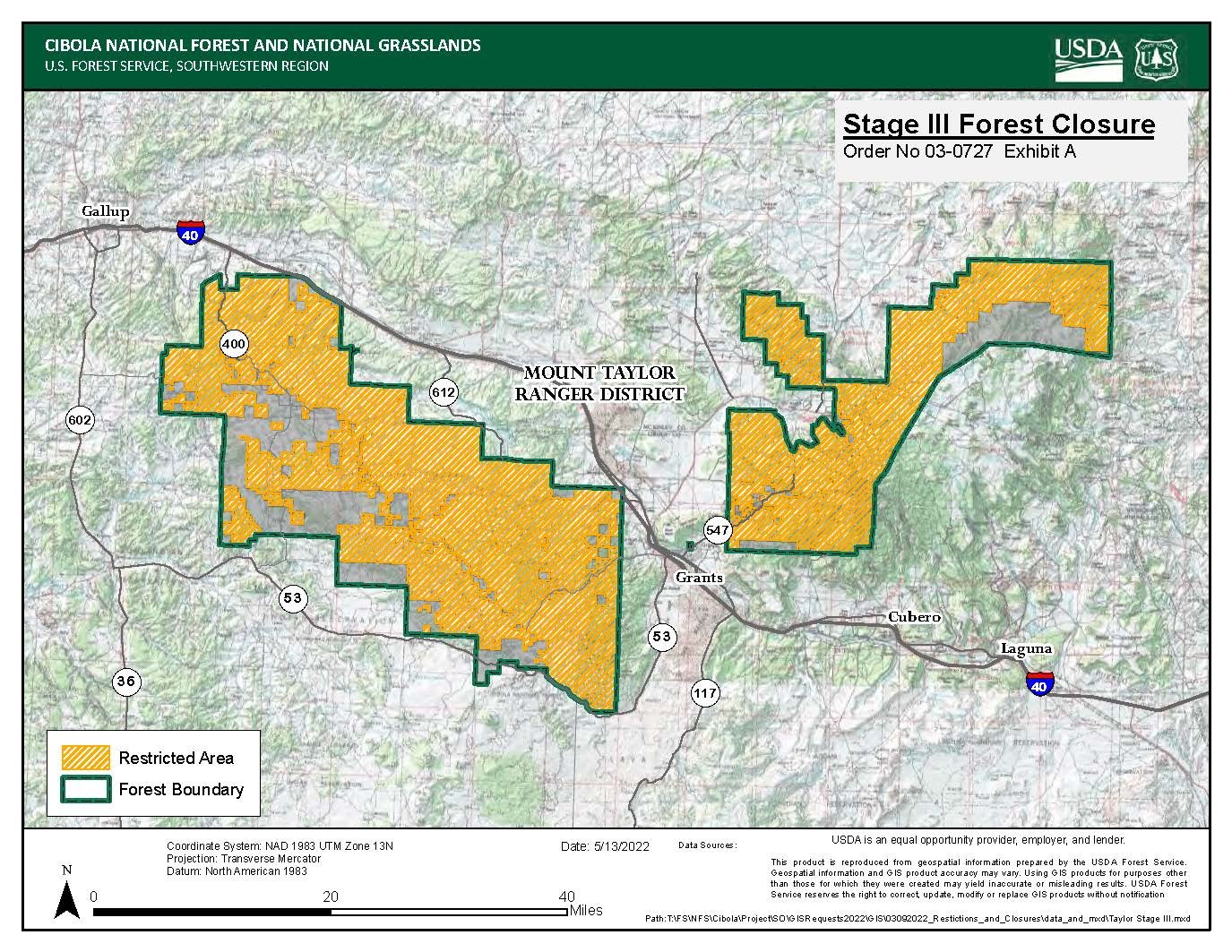 UPDATE Revised Sandia Ranger District Map attached per closure order ...