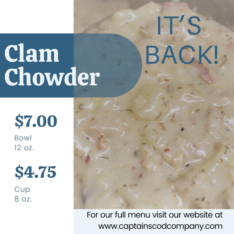 On - TODAY IS THE DAY! Our Captain’s Clam Chowder is back on the menu ...