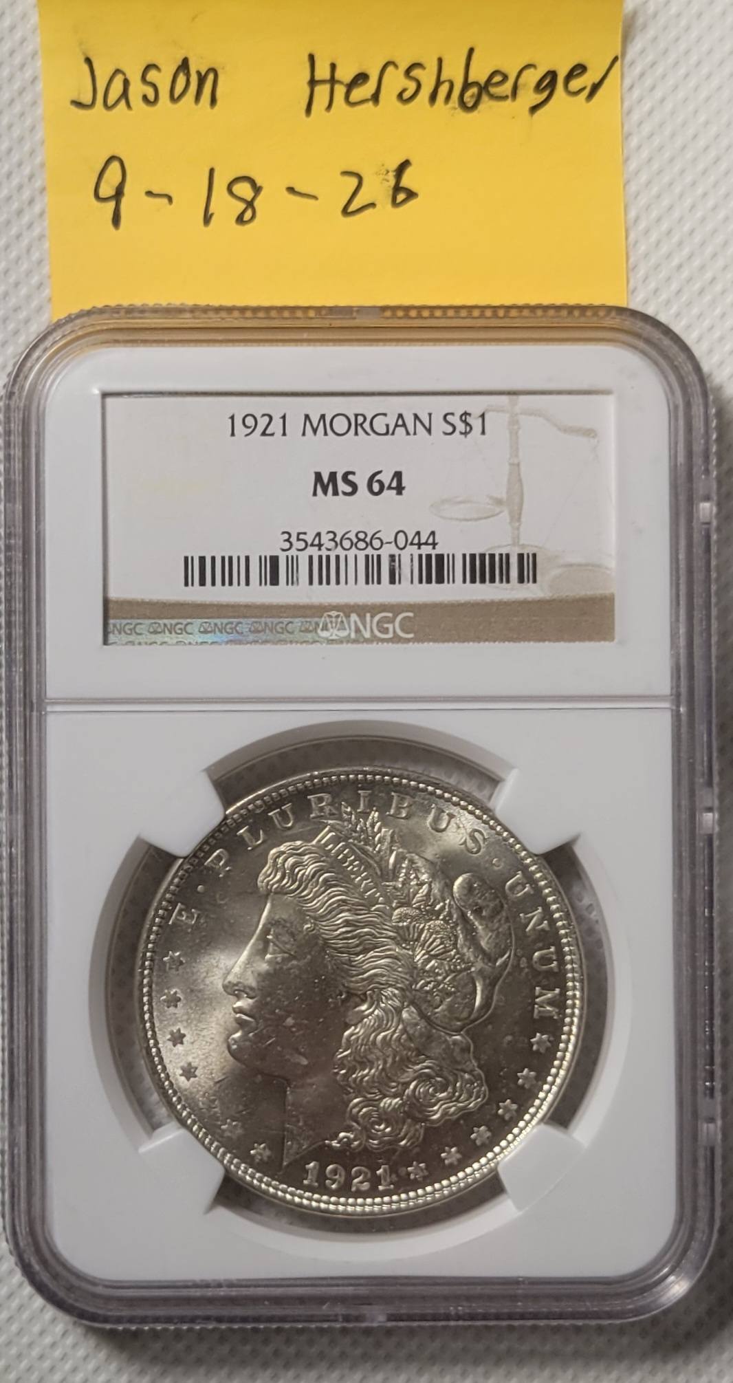 1921 Morgan $1 coin NGC MS-64 auction - 24hr bidding