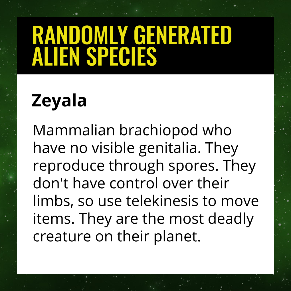 SciFi Ideas - The alien species generator comes up with... | Facebook