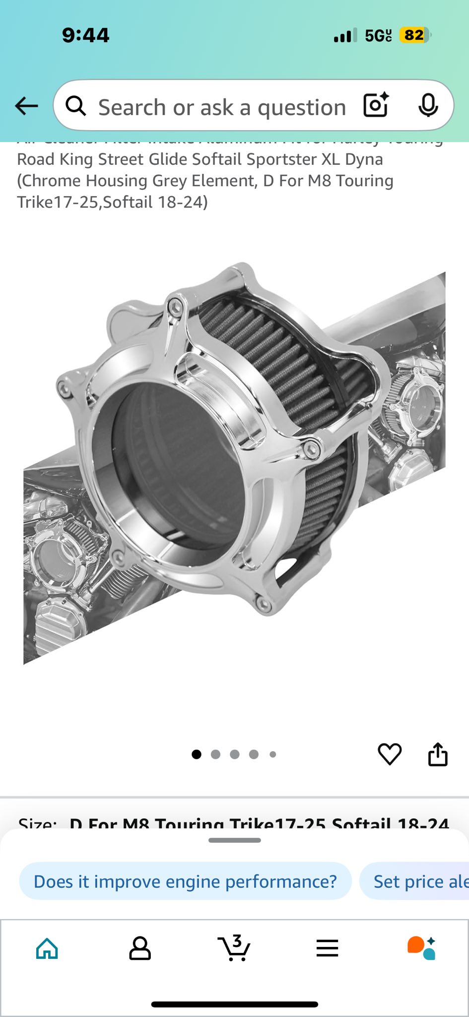 Grey Air Intake Filter For Harley M8 Softail Touring Glides Trike – Round Straight Metal Top